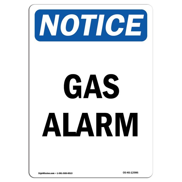 Signmission Safety Sign, OSHA Notice, 5" Height, Gas Alarm Sign, Portrait OS-NS-D-35-V-12986 - main